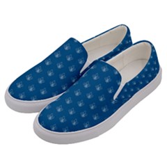 Quebec French Royal Fleur De Lys Elegant Pattern Blue Blue Quebec Fleur De Lys Pattern Blue Men s Canvas Slip Ons