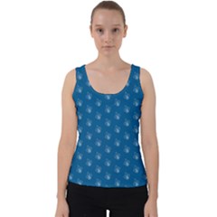 Quebec French Royal Fleur De Lys Elegant Pattern Blue Blue Quebec Fleur De Lys Pattern Blue Velvet Tank Top by Quebec