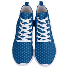 Quebec French Royal Fleur De Lys Elegant Pattern Blue Blue Quebec Fleur De Lys Pattern Blue Men s Lightweight High Top Sneakers