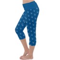 Quebec French Royal Fleur De Lys Elegant Pattern Blue Blue Quebec Fleur De Lys Pattern Blue Lightweight Velour Capri Yoga Leggings View2