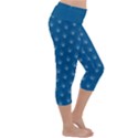 Quebec French Royal Fleur De Lys Elegant Pattern Blue Blue Quebec Fleur De Lys Pattern Blue Lightweight Velour Capri Yoga Leggings View3