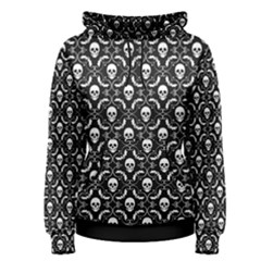 Pattern Skull And Bats Vintage Halloween Black Women s Pullover Hoodie by genx