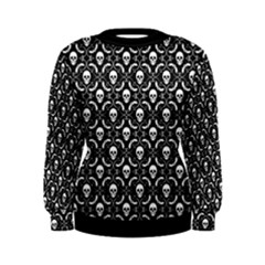 Pattern Skull And Bats Vintage Halloween Black Women s Sweatshirt by genx