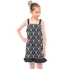 Pattern Skull And Bats Vintage Halloween Black Kids  Overall Dress by genx