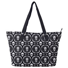 Pattern Skull And Bats Vintage Halloween Black Full Print Shoulder Bag by genx