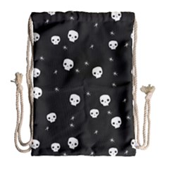 Pattern Skull Stars Halloween Gothic On Black Background Drawstring Bag (large) by genx