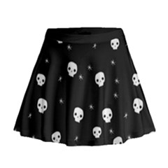 Pattern Skull Stars Halloween Gothic On Black Background Mini Flare Skirt by genx