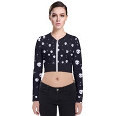 Pattern Skull Stars Halloween Gothic On Black Background Zip Up Bomber Jacket by genx