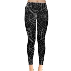 Pattern Spiderweb Halloween Gothic On Black Background Leggings  by genx