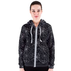 Pattern Spiderweb Halloween Gothic On Black Background Women s Zipper Hoodie by genx