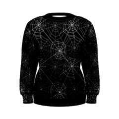 Pattern Spiderweb Halloween Gothic On Black Background Women s Sweatshirt by genx