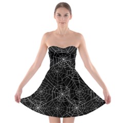 Pattern Spiderweb Halloween Gothic On Black Background Strapless Bra Top Dress