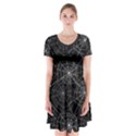 Pattern Spiderweb Halloween Gothic on black background Short Sleeve V-neck Flare Dress View1