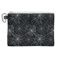 Pattern Spiderweb Halloween Gothic On Black Background Canvas Cosmetic Bag (xl) by genx