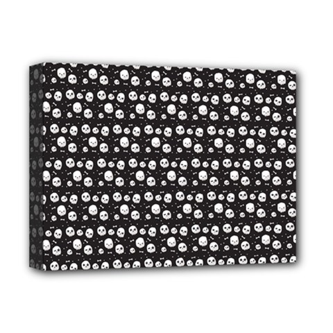 Pattern Skull Bones Halloween Gothic On Black Background Deluxe Canvas 16  X 12  (stretched)  by genx