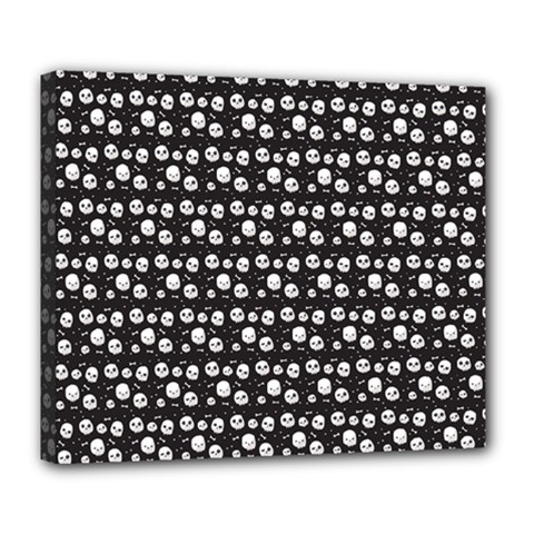 Pattern Skull Bones Halloween Gothic On Black Background Deluxe Canvas 24  X 20  (stretched) by genx