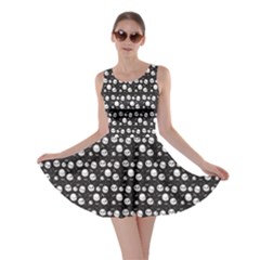 Pattern Skull Bones Halloween Gothic On Black Background Skater Dress by genx