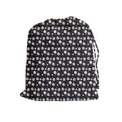 Pattern Skull Bones Halloween Gothic On Black Background Drawstring Pouch (xl) by genx