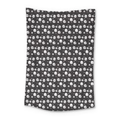 Pattern Skull Bones Halloween Gothic On Black Background Small Tapestry by genx