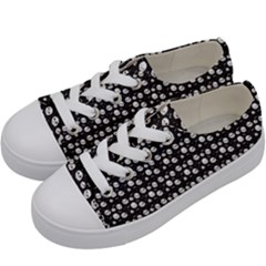 Pattern Skull Bones Halloween Gothic On Black Background Kids  Low Top Canvas Sneakers by genx