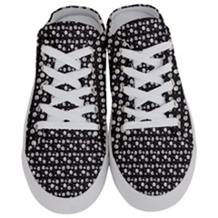 Pattern Skull Bones Halloween Gothic On Black Background Half Slippers by genx