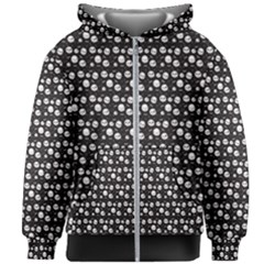 Pattern Skull Bones Halloween Gothic On Black Background Kids Zipper Hoodie Without Drawstring by genx