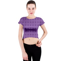 Pattern Spiders Purple And Black Halloween Gothic Modern Crew Neck Crop Top by genx