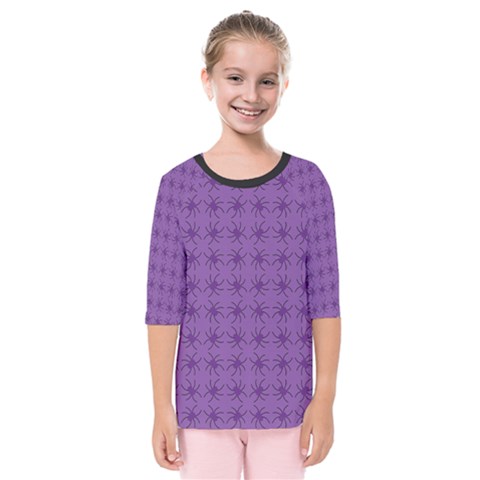 Pattern Spiders Purple And Black Halloween Gothic Modern Kids  Quarter Sleeve Raglan Tee by genx