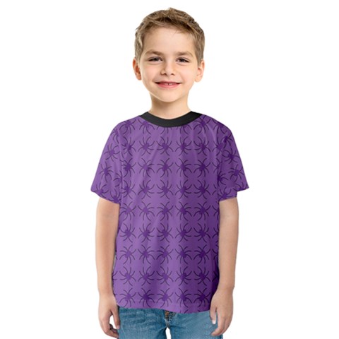 Pattern Spiders Purple And Black Halloween Gothic Modern Kids  Sport Mesh Tee by genx