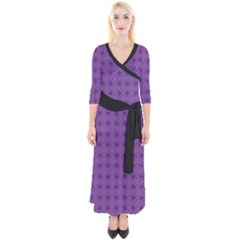 Pattern Spiders Purple And Black Halloween Gothic Modern Quarter Sleeve Wrap Maxi Dress by genx