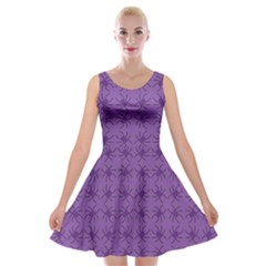 Pattern Spiders Purple And Black Halloween Gothic Modern Velvet Skater Dress by genx