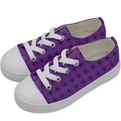 Pattern Spiders Purple And Black Halloween Gothic Modern Kids  Low Top Canvas Sneakers by genx