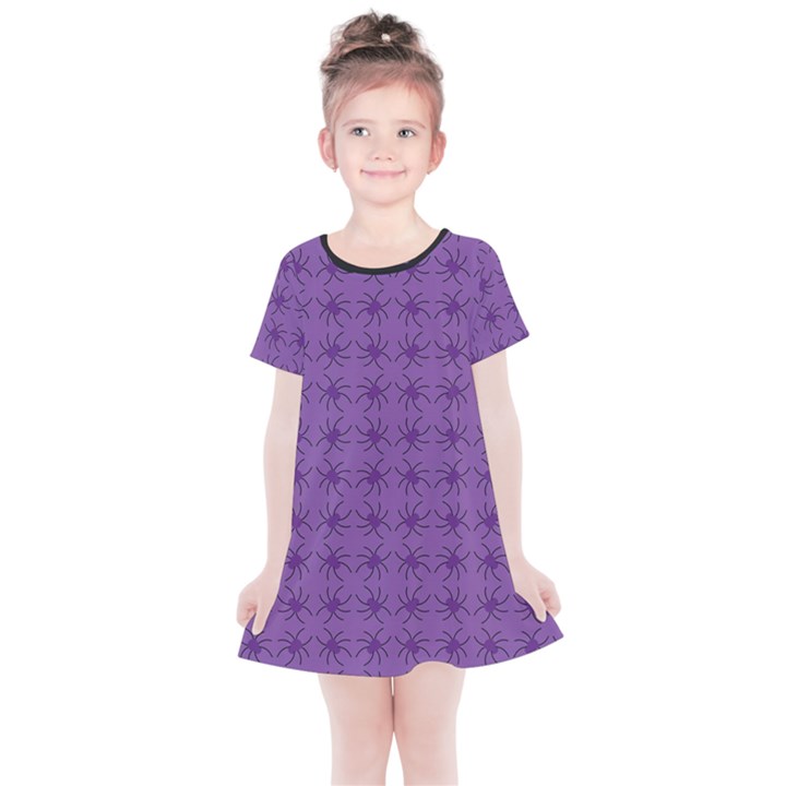 Pattern Spiders Purple and black Halloween Gothic Modern Kids  Simple Cotton Dress