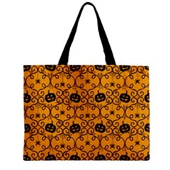 Pattern Pumpkin Spider Vintage Halloween Gothic Orange And Black Zipper Mini Tote Bag by genx