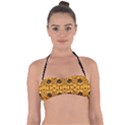 Pattern Pumpkin Spider Vintage Halloween Gothic orange and black Halter Bandeau Bikini Top View1