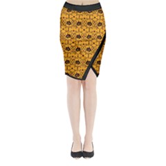 Pattern Pumpkin Spider Vintage Halloween Gothic Orange And Black Midi Wrap Pencil Skirt by genx