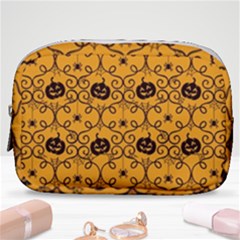 Pattern Pumpkin Spider Vintage Halloween Gothic Orange And Black Make Up Pouch (small)