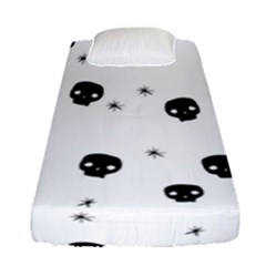 Pattern Skull Stars Handrawn Naive Halloween Gothic Black And White Fitted Sheet (single Size) by genx