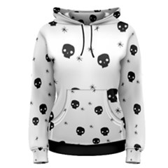 Pattern Skull Stars Handrawn Naive Halloween Gothic Black And White Women s Pullover Hoodie by genx