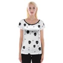 Pattern Skull Stars Handrawn Naive Halloween Gothic black and white Cap Sleeve Top View1