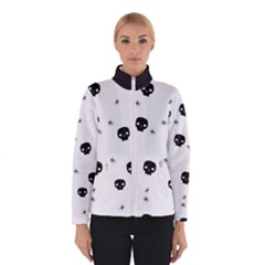 Pattern Skull Stars Handrawn Naive Halloween Gothic Black And White Winter Jacket by genx