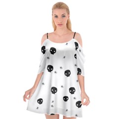 Pattern Skull Stars Handrawn Naive Halloween Gothic Black And White Cutout Spaghetti Strap Chiffon Dress by genx