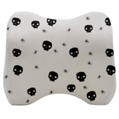 Pattern Skull Stars Handrawn Naive Halloween Gothic Black And White Velour Head Support Cushion by genx