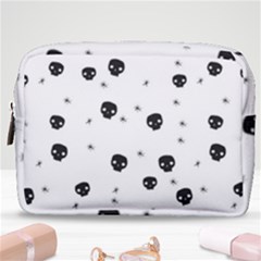 Pattern Skull Stars Handrawn Naive Halloween Gothic Black And White Make Up Pouch (medium)