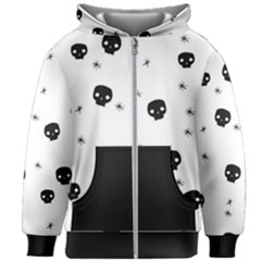 Pattern Skull Stars Handrawn Naive Halloween Gothic Black And White Kids Zipper Hoodie Without Drawstring by genx