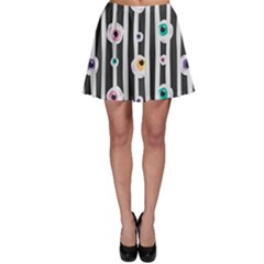 Pattern Eyeball Black And White Naive Stripes Gothic Halloween Skater Skirt by genx