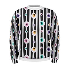 Pattern Eyeball Black And White Naive Stripes Gothic Halloween Men s Sweatshirt by genx