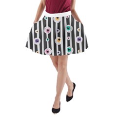 Pattern Eyeball Black And White Naive Stripes Gothic Halloween A-line Pocket Skirt by genx