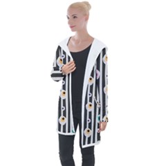 Pattern Eyeball Black And White Naive Stripes Gothic Halloween Longline Hooded Cardigan by genx