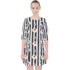 Pattern Eyeball Black And White Naive Stripes Gothic Halloween Pocket Dress by genx